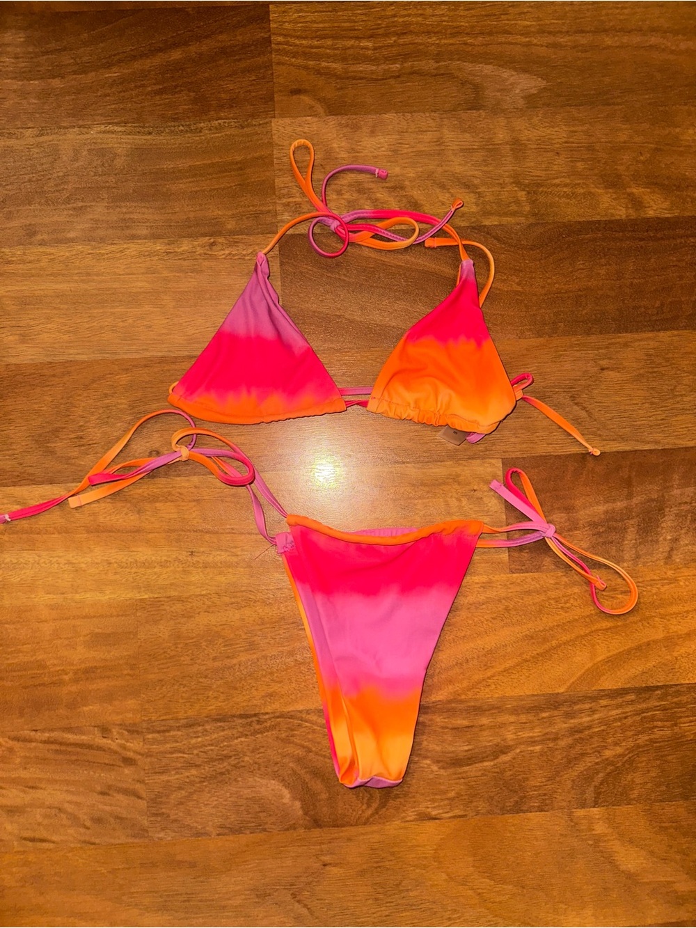 SHEIN Tie-Dye Pink Orange Bikini